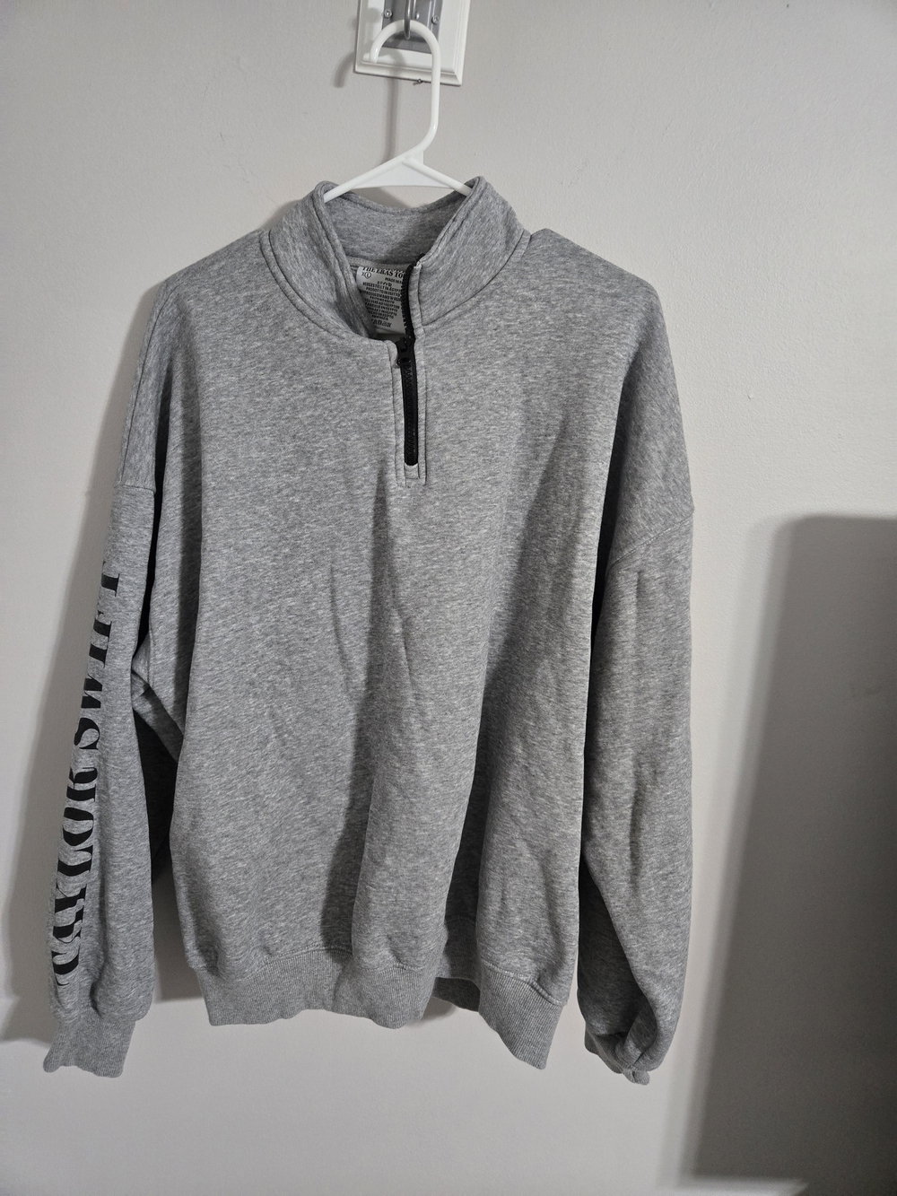 Taylor Swift Light Gray Quarter-Zip Pullover with Sleeve Print
